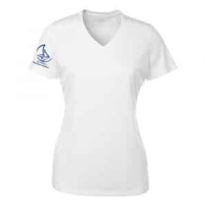 t-shirt blanc à manches courtes pour femme vue de face pour la boutique