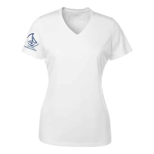 t-shirt blanc à manches courtes pour femme vue de face pour la boutique